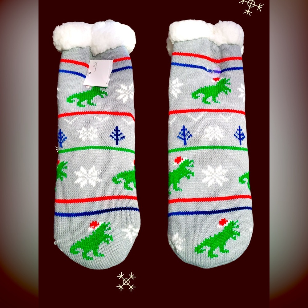 TRex Holiday NonSlip Socks